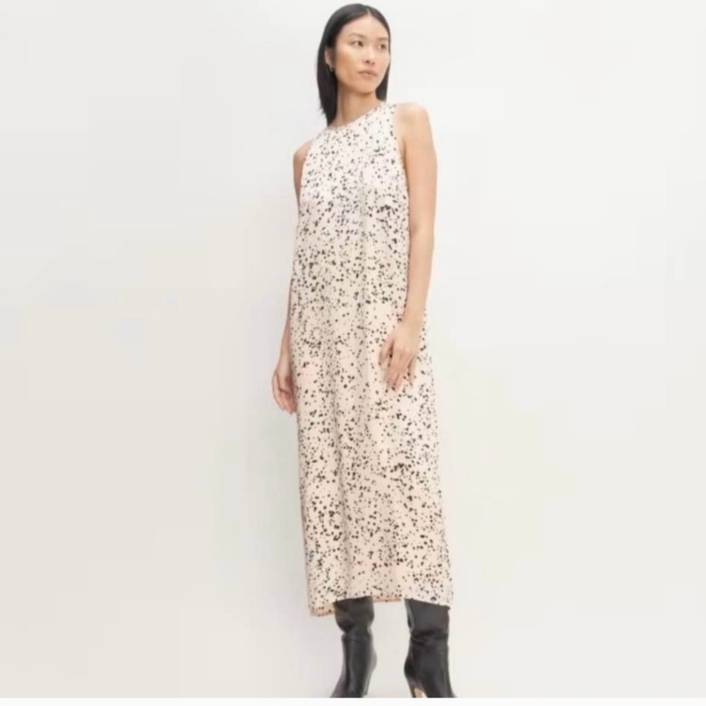 Everlane Cream and Black Halter Midi Sundress